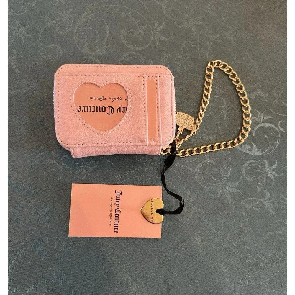 NWT Juicy Couture Kingdom Wristlet Zip Wallet Raspberry Tart Velour Rhinestone